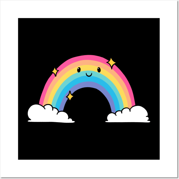 Happy Rainbow Kawaii Wall Art by Trippycollage